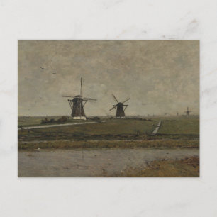 Polder with Mills near Overschie Postcard