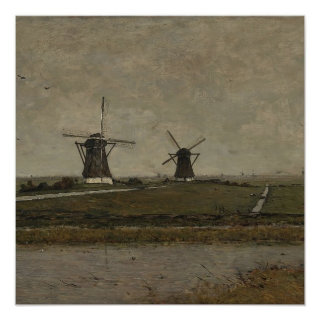 Polder with Mills near Overschie  Poster (Front)