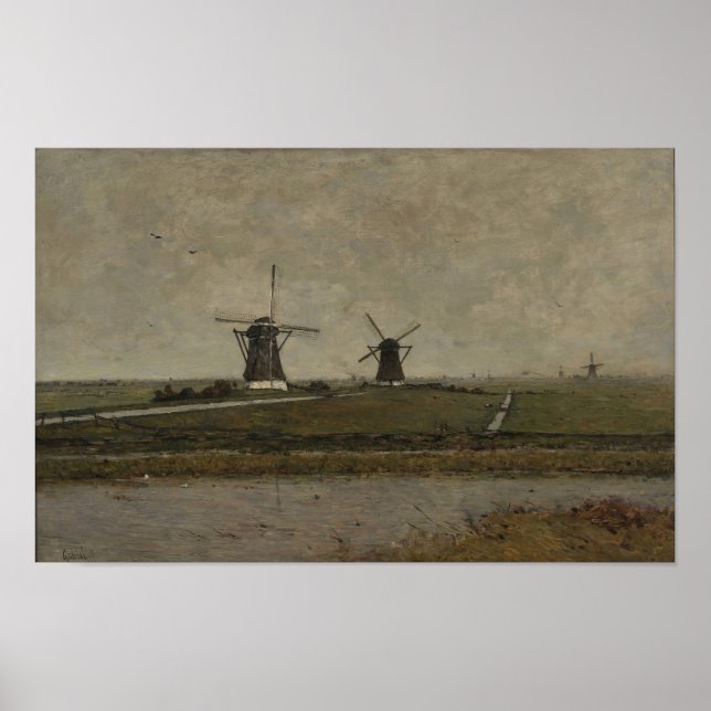 Polder with Mills near Overschie  Poster (Front)
