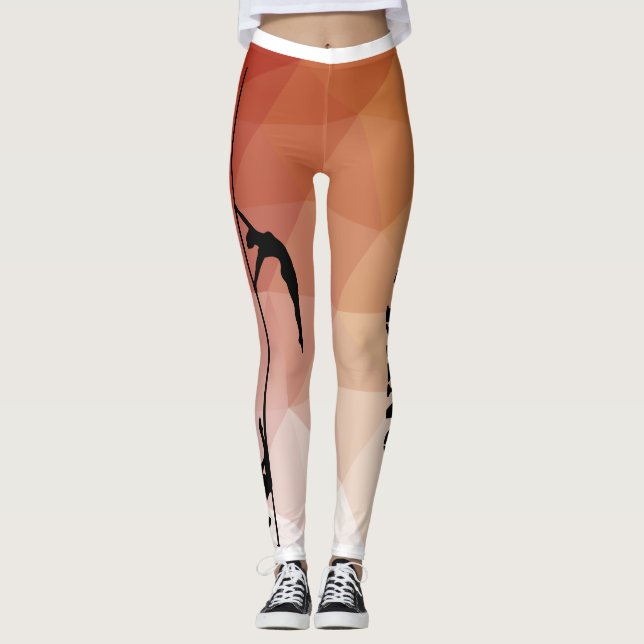 Pole Dance and Fitness Red and Orange Leggings (Front)