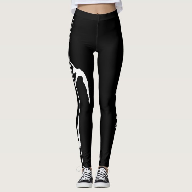 Pole Dance Black & White Leggings with Silhouette (Front)