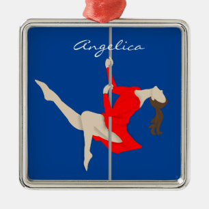 Pole Fitness Metal Ornament