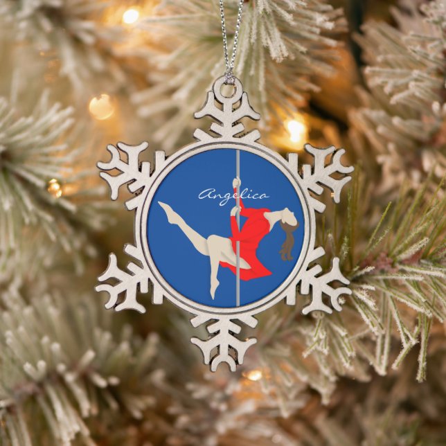 Pole Fitness Snowflake Pewter Christmas Ornament (Tree)