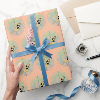 Pole Sport Mandala Flower Green Blue Peach Wrapping Paper