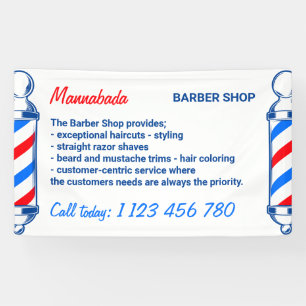 Pole Supply Service Black Red Navy Barber Shop Banner