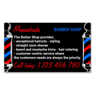 Pole Supply Services Black Red Navy Barber Magnetic Business Card