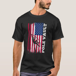 Pole Vault Athlete American Flag Pole Vaulting US T-Shirt