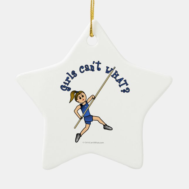 Pole Vault - Blue (Light) Ceramic Ornament (Front)