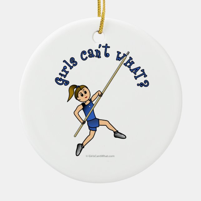 Pole Vault - Blue (Light) Ceramic Tree Decoration (Front)