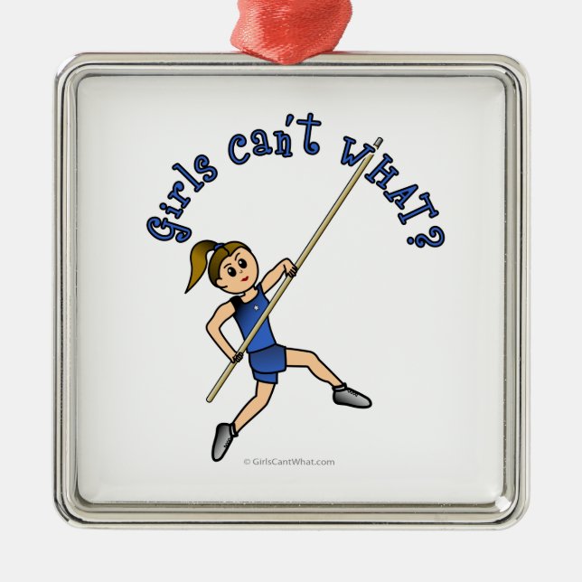 Pole Vault - Blue (Light) Metal Tree Decoration (Front)