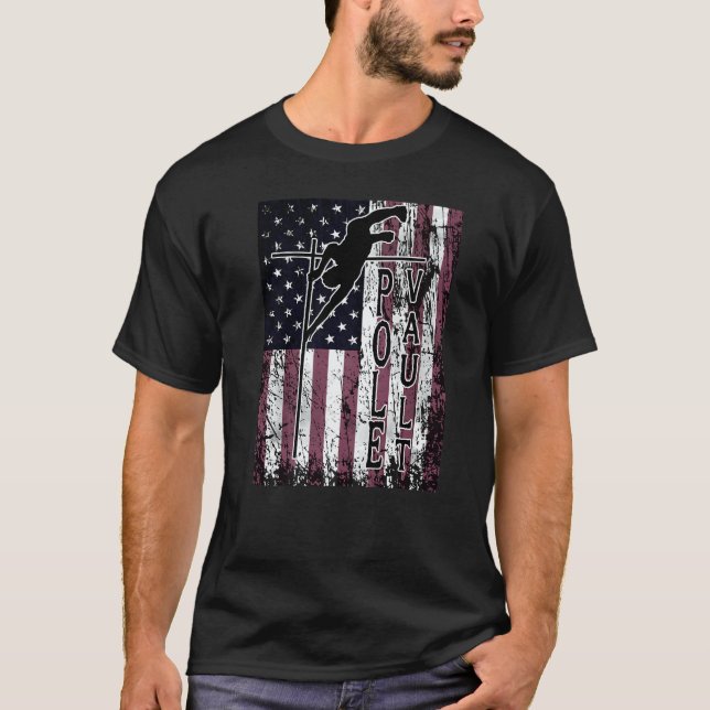 Pole Vault Clearing the Bar Independence Day T-Shirt (Front)