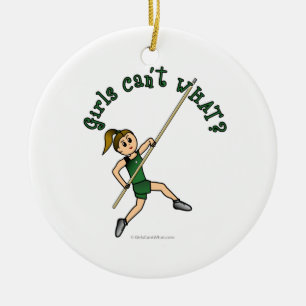 Pole Vault - Green (Light) Ceramic Ornament
