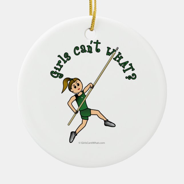 Pole Vault - Green (Light) Ceramic Ornament (Front)