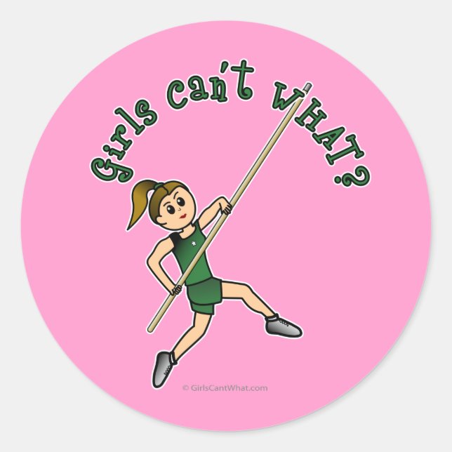 Pole Vault - Green (Light) Classic Round Sticker (Front)