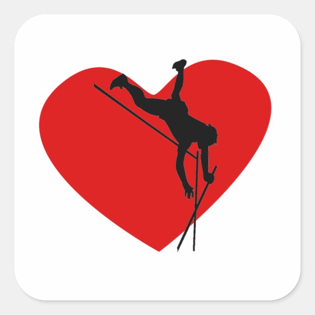 Pole Vault Heart Square Sticker (Front)