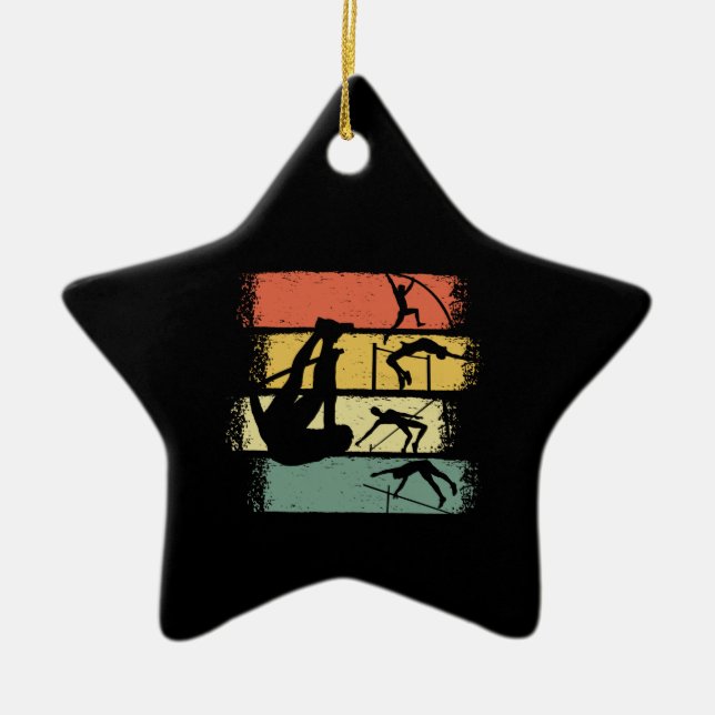 Pole Vault Retro  Ceramic Ornament (Front)