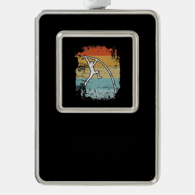 Pole Vault Retro Silver Plated Framed Ornament (Front)