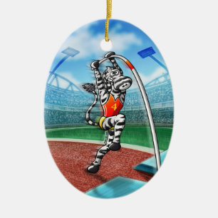 Pole Vault Zebra Ceramic Tree Decoration