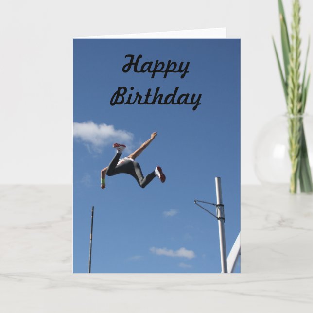 Pole Vaulter Happy Birthday Card (Front)