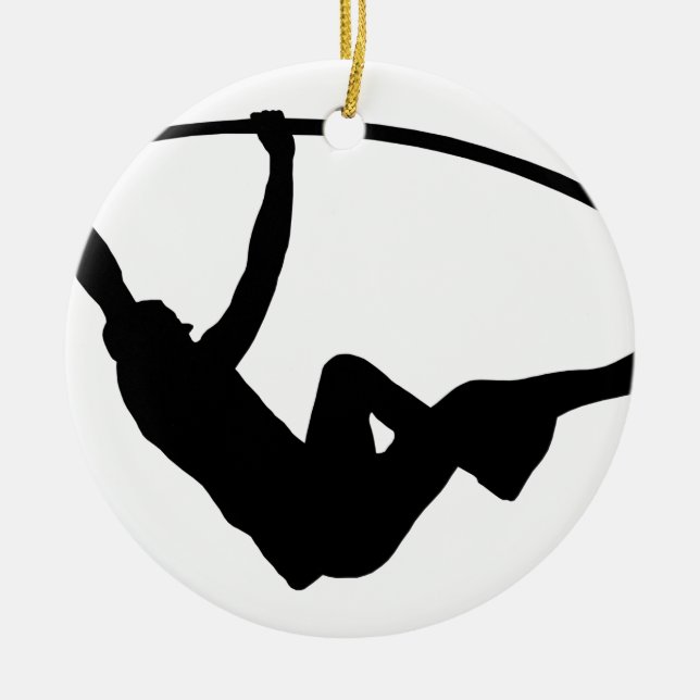 Pole Vaulting Ceramic Tree Decoration (Front)
