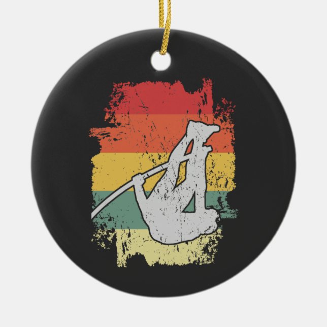 Pole Vaulting Design for a Pole Vaulter Ceramic Ornament (Front)