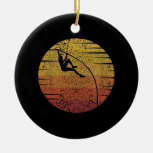 Pole Vaulting Retro Ceramic Ornament