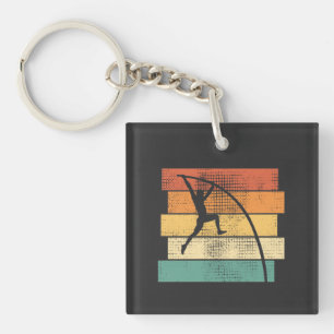 Pole Vaulting Retro Key Ring