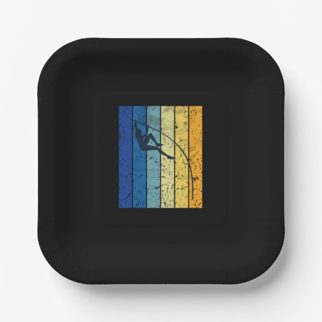 Pole Vaulting Retro  Paper Plate (Front)