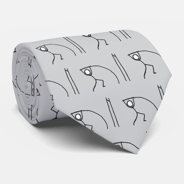 Pole Vaulting Stickman Tie (Rolled)