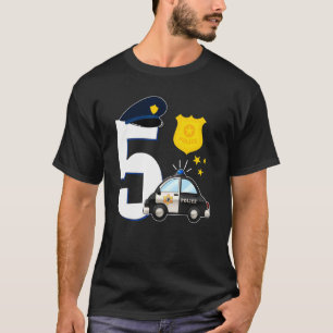 Police 5 Years Old Cute Police Car  5th Birthday T-Shirt