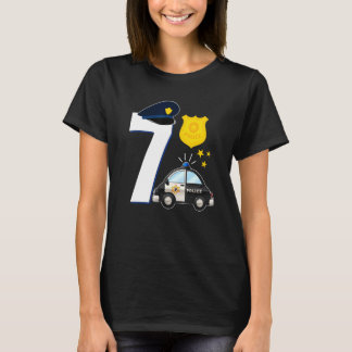 Police 7 Years Old Cute Police Car  7th Birthday T-Shirt