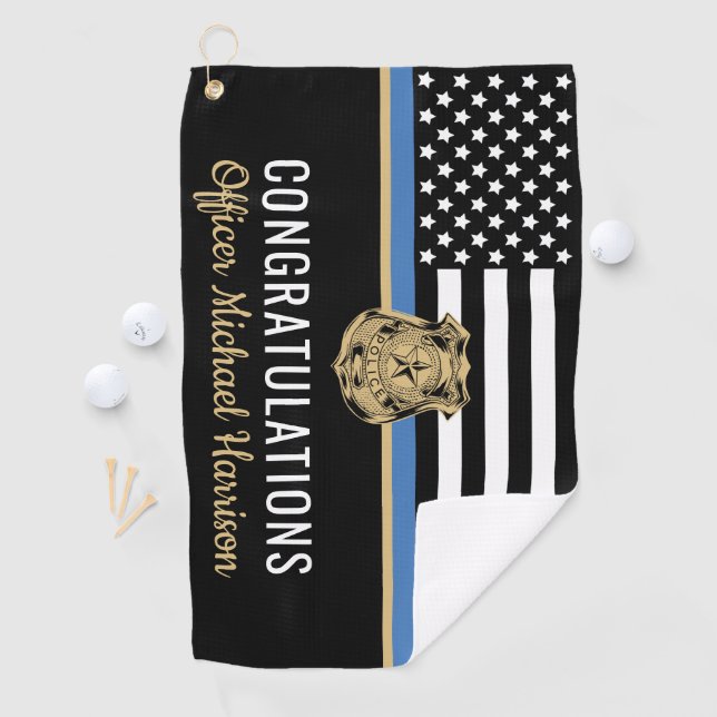Police Academy Blue Line Congratulation Graduation Golf Towel (InSitu)