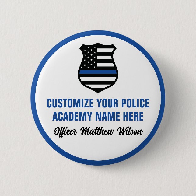 Police Academy Graduate Personalised Graduation 6 Cm Round Badge (Front)
