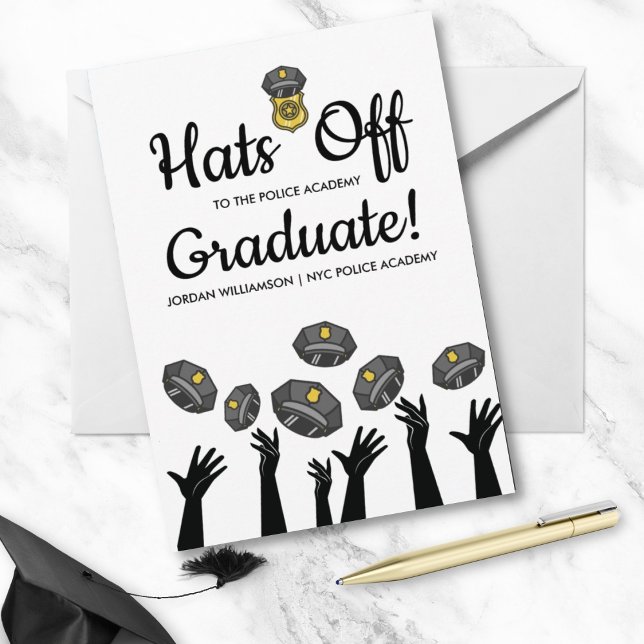Police Academy Graduate Photo Graduation Party Invitation (Creator Uploaded)