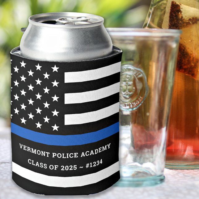 Police Academy Graduation Custom Thin Blue Line Can Cooler (Creator Uploaded)