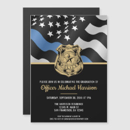 Police Academy Graduation Law Enforcement Flag Magnetic Invitation