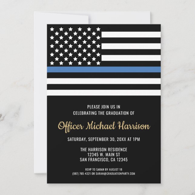 Police Academy Graduation Law Enforcement Officer Invitation (Front)