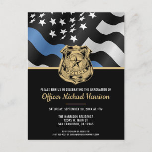 Police Academy Graduation Law Enforcement Officer Invitation Postcard