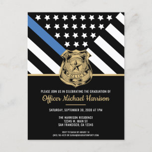 Police Academy Graduation Law Enforcement Officer Invitation Postcard