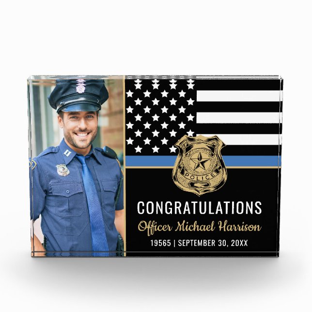 Police Academy Graduation Law Enforcement Photo Block (Front)