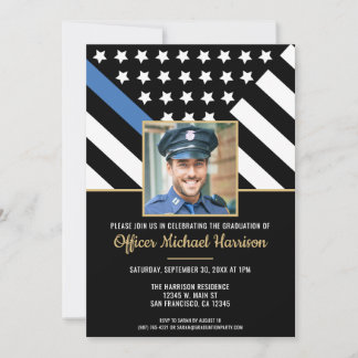 Police Academy Graduation Law Enforcement Photo Invitation
