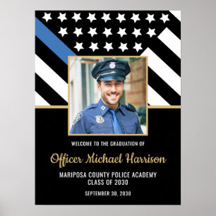 Police Academy Graduation Party Flag Photo Welcome Poster