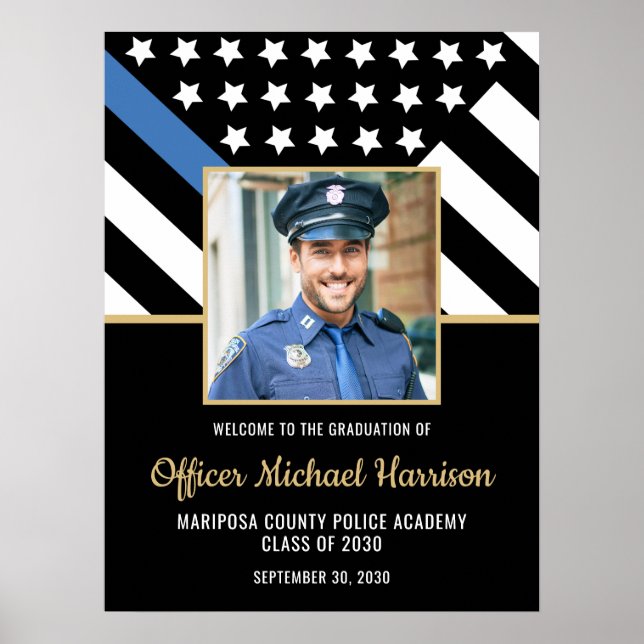 Police Academy Graduation Party Flag Photo Welcome Poster (Front)