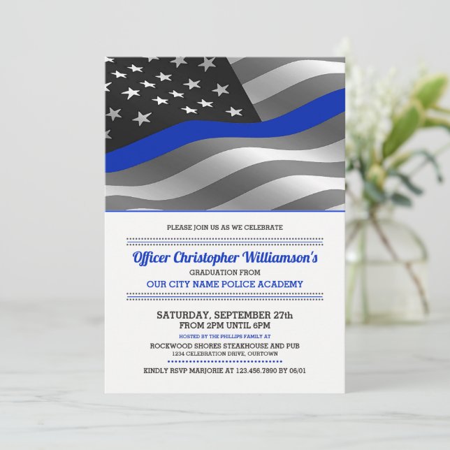 Police Academy Graduation Party Invitation (Standing Front)