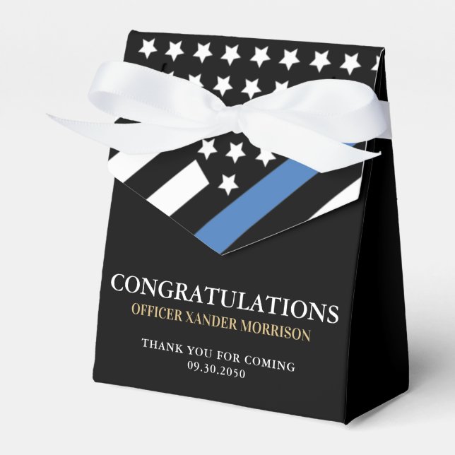 Police Academy Graduation Party Thin Blue Line Favour Box (Front Side)
