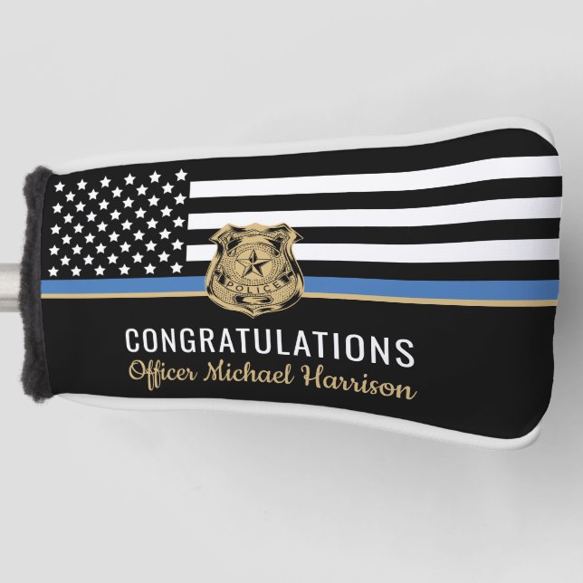 Police Academy Graduation Thin Blue Line Flag Golf Head Cover (Front)