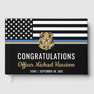 Police Academy Graduation Thin Blue Line Flag Guest Book