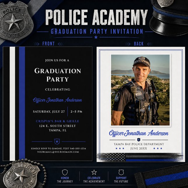 Police Academy Graduation Thin Blue Line | Invitation (Creator Uploaded)