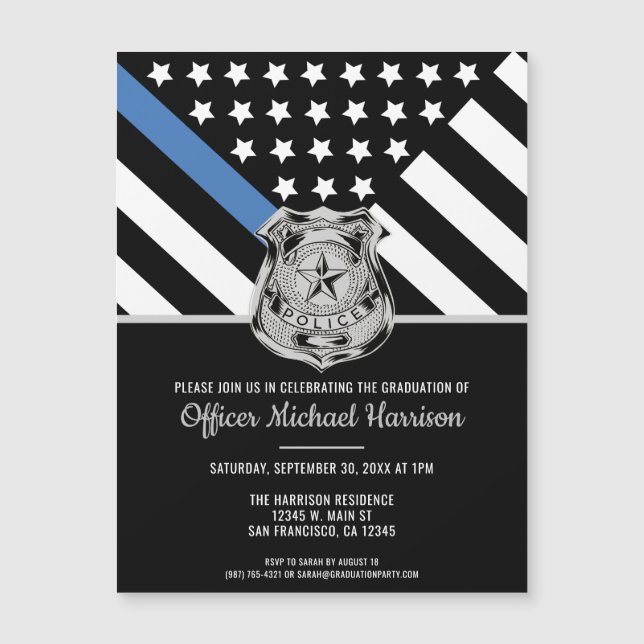 Police Academy Law Enforcement Graduation Party Magnetic Invitation (Front)