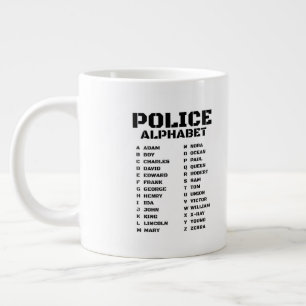 Police Alphabet From Adam to Zebra Large Coffee Mug